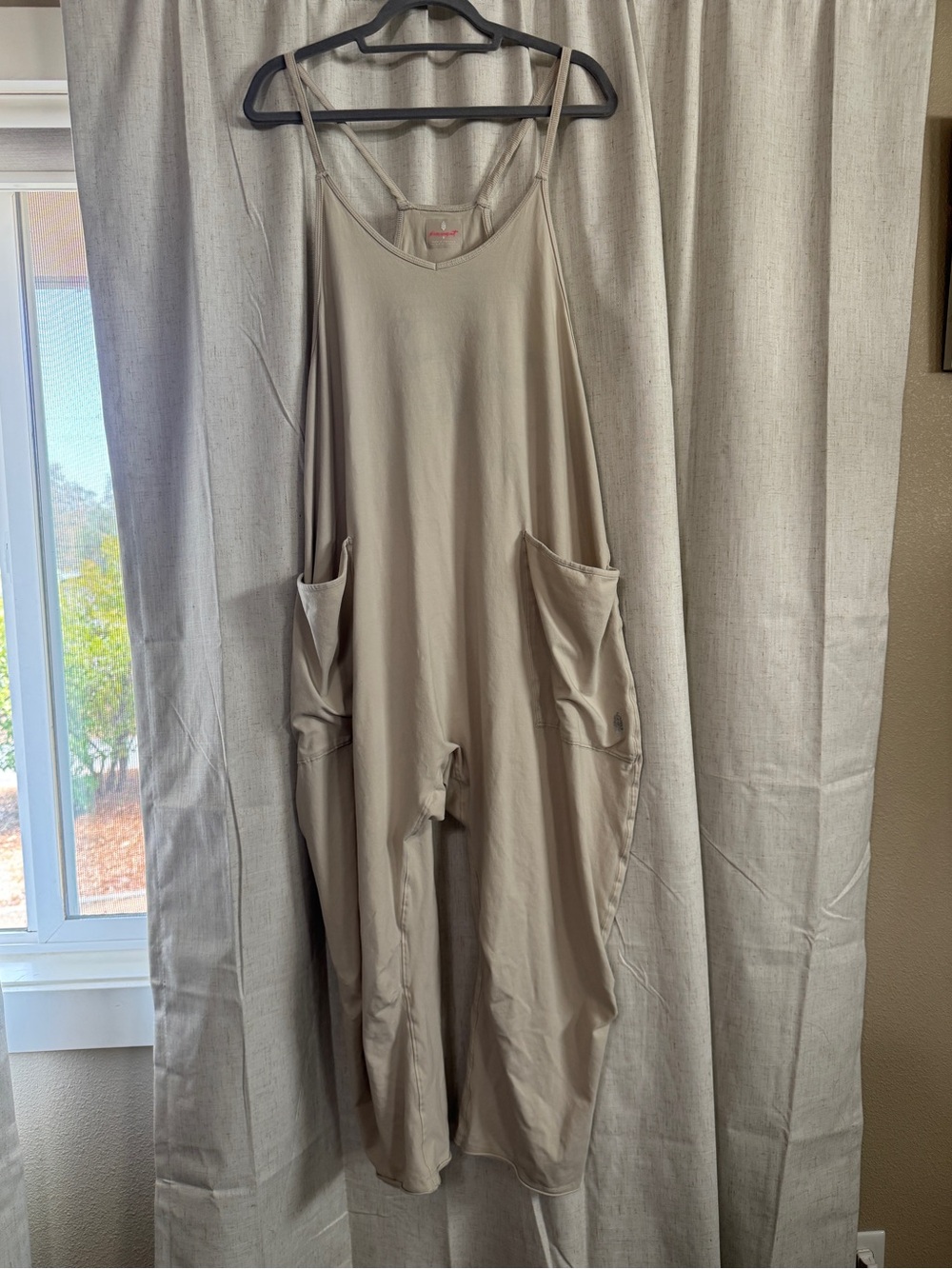 Free People Taupe Wide-Leg Pocket Jumpsuit